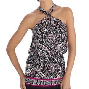 WhiteHouse BlackMarket Drop Waist Tunic Black Multi - M EUC​
